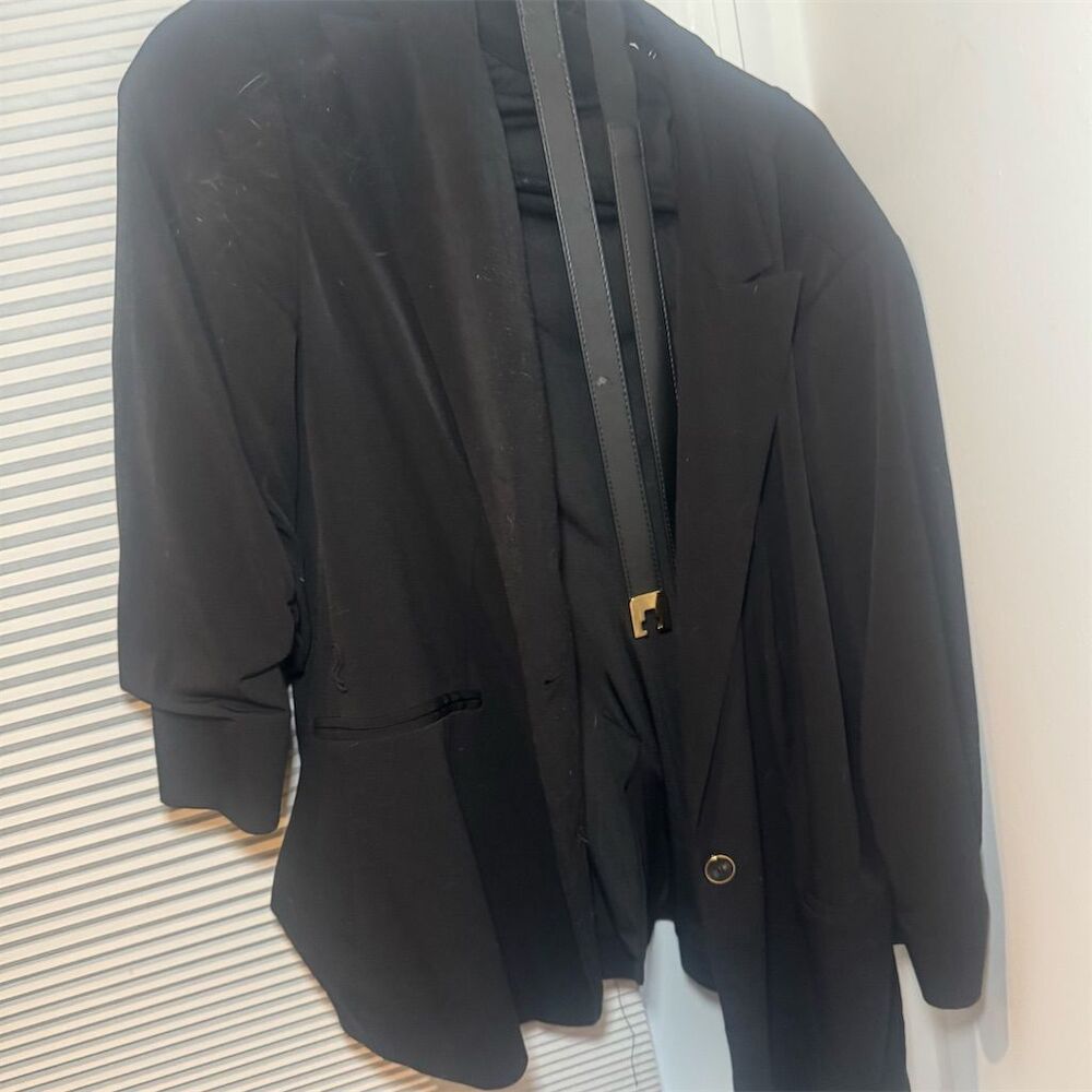 Calvin Klein Women's Black Blazer 0X Single-Breasted One-Button